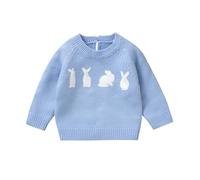 L&ieserram Baby Girl Boy Easter Knitted Jumper Sweater Newborn Long Sleeve Knitwear Toddler Bunny Rabbit Clothes Grows Children's Pullover Outfit Autumn Winter (C - Blue, 9-12 Months)
