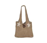 L&ieserram Crochet Shoulder Bag for Women Hollow-Out Starfish and Seashell Pattern Beach Tote (Khaki, 45cm*2cm*37cm)