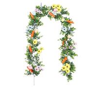 L&ieserram Easter Garland Realistic Easter Egg Carrot Flower Natural Artificial Green Vines for Home Mantle Wall Table and More (Multi-Color 4, M)