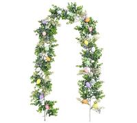 L&ieserram Easter Garland Realistic Easter Egg Carrot Flower Natural Artificial Green Vines for Home Mantle Wall Table and More (Multi-Color 2, M)