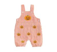L&ieserram Infant Baby Boys Rompers Skull Embroidery Stripe Buttons Sleeveless Halloween Clothes Bodysuits Jumpsuits (Orange, 3-6 Months)