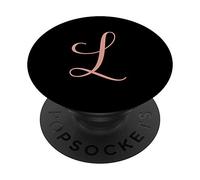 L Initial Monogram Blush Pink and Black Capital Letter PopSockets PopGrip: Swappable Grip for Phones & Tablets