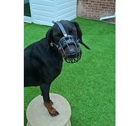 L&J Pets Uk Basket Dog Muzzle Strong metal wire Muzzle for Doberman, Malinois and Other Dogs (Covered by Black Rubber, T2 (K9)) (MK 4D,5D)
