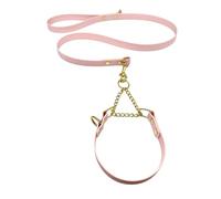 L&J Pets UK Martingale Dog Collar & Lead Set | Waterproof & Odour Proof | BioThane Webbing | Solid Brass Chain | Made in UK (Pastel Pink, M)