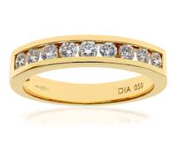 (L) Jewelco London 18ct Yellow Gold Round 1/2ct Diamond 9 Stone Channel Set Half Eternity Ring 3mm - PR0AXL3701Y18HSI