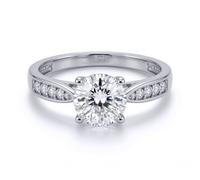 (L) Jewelco London 9ct White Gold White Round Lab Created Diamond Solitaire Shoulder Set Engagement Ring 7mm 1.25CTS - LABJRN511
