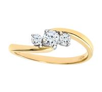 (L) Jewelco London 9ct Yellow Gold Round 1/3ct Diamond Curved Crossover Graduated Trilogy Ring - PR0AXL5257Y