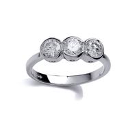 (L) Jewelco London Ladies Rhodium Plated Sterling Silver Cubic Zirconia Trilogy Bubbles Engagement Ring