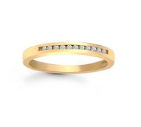 (L) Jewelco London Ladies Solid 9ct Gold Channel Set Round H I1 0.1ct Diamond Dainty Band Eternity Ring 2.5mm - 9R024