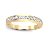 (L) Jewelco London Ladies Solid 9ct Gold Channel Set Round H I1 0.35ct Diamond Dainty Band Eternity Ring 3.5mm - 9R029