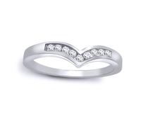 (L) Jewelco London Ladies Solid 9ct White Gold Channel Set Round H I1 0.15ct Diamond Wishbone Eternity Ring 4.5mm - 9R044