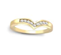 (L) Jewelco London Ladies Solid 9ct Yellow Gold Channel Set Round H I1 0.15ct Diamond Wishbone Eternity Ring 4.5mm - 9R043