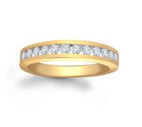 (L) Jewelco London Ladies Solid 9ct Yellow Gold Channel Set Round H I1 0.5ct Diamond Dainty Band Eternity Ring 4mm - 9R031