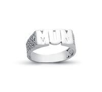 (L) Jewelco London Rhodium Plated Sterling Silver MUM Signet ID Ring 6mm