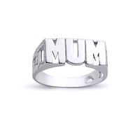 Jewelco London Women's Rhodium Plated Silver MUM Signet ID Ring 8mm | Size: Large Jewelco London Silver L