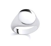 (L) Jewelco London Rhodium Plated Sterling Silver Polished Round Head Chunky Signet Ring - GSR1099
