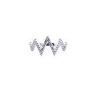 (L) Jewelco London Rhodium Silver Round CZ Zig Zag Shockwave Cluster Ring - ARN179