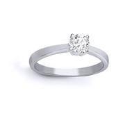 (L) Jewelco London Solid 18ct White Gold 4 Claw Set Round G SI1 0.25ct Diamond Solitaire Engagement Ring 4mm - 18R321-025