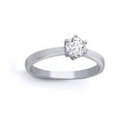 (L) Jewelco London Solid 18ct White Gold 6 Claw Set Round G SI1 0.25ct Diamond Solitaire Engagement Ring 5mm - 18R311-025