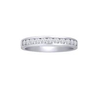(L) Jewelco London Solid Platinum Channel Set Round G SI1 0.5ct Diamond Dainty Band Eternity Ring 3mm - PTR009-050