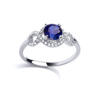 (L) Jewelco London Sterling Silver Sapphire-Blue Cubic zirconia Shoulder-Set Infinity Solitaire Engagement Ring - GVR791SAP
