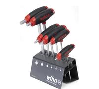 L-Key with T-Handle Set ComfortGrip Hexagon with Side Drive, matt Chrome-Plated 7-pcs. in Bench Stand - 334DS VB VK-STÄNDER