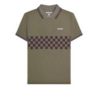 (L, Khaki Green/Java Brown) Lambretta Mens SS25 Two Tone Tipped Polo Shirt