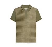(L, Khaki Green) Lambretta Mens Houndstooth Polo Shirt