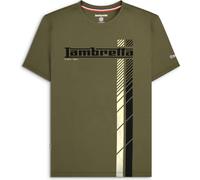 (L, Khaki) Lambretta Mens Fade Racing Stripe Short Sleeve T-Shirt