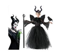 (L) Kids Maleficent Angelina Jolie Cosplay Dress Halloween