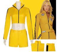(L) Kill Bill Vol.1 The Bride Costume Yellow Uniform Outfits For Women Halloween Carnival Suit