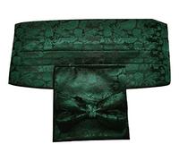 L&L® 3 Pcs Satin Paisley Matching Cummerbund + Bow Tie + Pocket Square Set (Dark green)