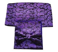 L&L® 3 Pcs Satin Paisley Matching Cummerbund + Bow Tie + Pocket Square Set (Purple)
