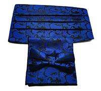 L&L® 3 Pcs Satin Paisley Matching Cummerbund + Bow Tie + Pocket Square Set (Royal blue)