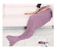 L&L® Adult Mermaid Scales Tail Blanket Crocheted Cocoon Sofa Quilt Rug Knit Lapghan (coral with Scales)