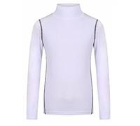 L&L® Boys Kids Children Compression Baselayer Thermal Shirt Top Long Sleeve Skins UK (Normal Neck Age 8-10, White)