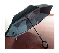 L&L® Double Layer C-Handle Inverted Upside Down Waterproof Reverse Umbrella UK (Silver)