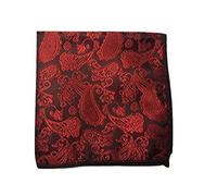 L&L® Hand Made Men Paisley Jacquard Silk square Wedding pocket Hanky Handkerchief (Red)