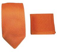 L&L® Hand Made Men's Fashion Knit Knitted Tie+Hankerchief Set Hanky Woven Pointed UK