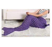 L&L® Handmade Mermaid Tail Blanket Crocheted Cocoon Sofa Beach Quilt Rug Knit Lapghan for adult or kids sleeping bag (Adult, Purple with Scales)