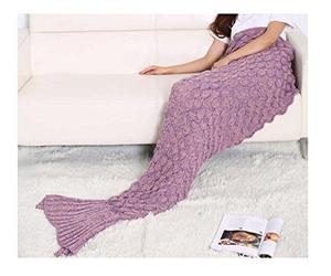 L&L® Handmade Mermaid Tail Blanket Crocheted Cocoon Sofa Beach Quilt Rug Knit Lapghan for adult or kids sleeping bag (Adult, Coral pink with Scales)