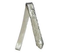 L&L® Handmade Skinny Neck Tie SATIN SEQUINNED Party Plain Fancy Dress Magic Show UK (Silver)