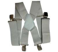L&L® Heavy Duty Mens Ladies BRACES BLACK SUSPENDER ELASTIC 50mm WIDE Durable Trouser (Light gray)