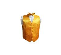 L&L® Kid Children Boy Satin Waistcoat Vest + Matching Bowtie Set for Suit Wedding (4-6 Years Old, Yellow)