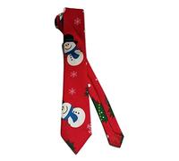 L&L® Men's Christmas Xmas Snowflake Snowman Tie Slim Woven (Red)