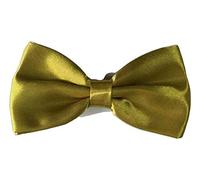 L&L® Mens Pre Tied Plain Satin Clip On Bow tie Wedding Party Fancy (Gold)