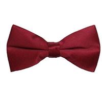 L&L® Mens Pre Tied Plain Satin Clip On Bow tie Wedding Party Fancy (Wine red)