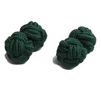 L&L® Men's Premium Plain Knitted Knot Cufflinks Wedding Casual Business Suit (Dark green)