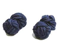 L&L® Men's Premium Plain Knitted Knot Cufflinks Wedding Casual Business Suit (Navy)