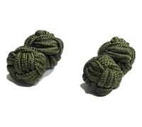 L&L® Men's Premium Plain Knitted Knot Cufflinks Wedding Casual Business Suit (Olive)